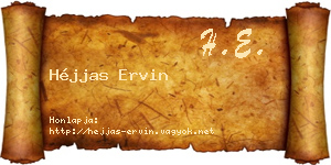 Héjjas Ervin névjegykártya