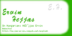 ervin hejjas business card